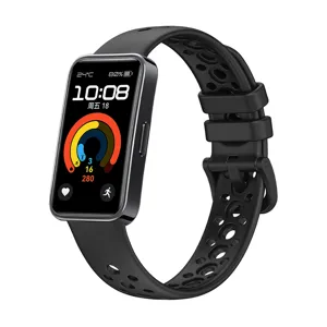 Breathable silicone strap for Huawei Band 10 9 8, perforated sport replacement wristband.