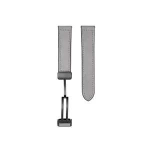 Grey silicone watch strap featuring black magnetic folding clasp for smartwatches.