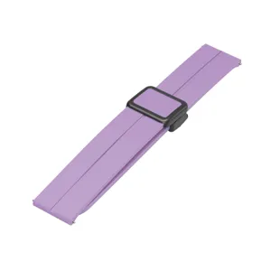 Purple silicone watch replacement strap band with magnetic folding buckle accessory.