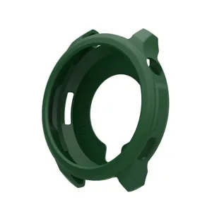 Dark green silicone protective case for smartwatch, durable TPU cover with precise cutouts.