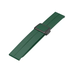 Green silicone watch strap with magnetic folding buckle for smart watch replacement accessory