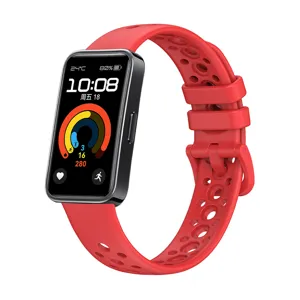 Silicone replacement watch band breathable porous strap compatible with smart fitness bands.