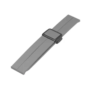 Grey silicone watch strap with magnetic folding clasp for smart watch replacement accessory