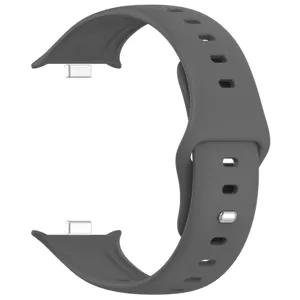 Dunkelgraues Silikon-Ersatzarmband für Smartwatches mit Schnellverschlussstiften und Metallschließe.