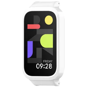 Detaillierte Nahaufnahme der weißen Schutzhülle für Fitnessarmband und Smartwatch.