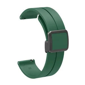 Green silicone watch strap 22mm with magnetic folding clasp replacement watch band