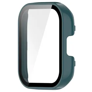 Detail shot of the smartwatch protective case with integrated screen protector, dark green.