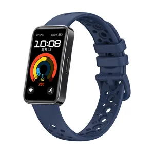 Breathable silicone replacement strap with mesh holes for smart fitness tracker bands.