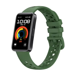 Green perforated silicone replacement watch strap band for smart fitness bracelet sport design