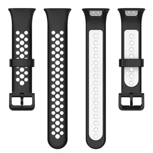Correa deportiva de silicona de repuesto para reloj inteligente, bicolor perforada transpirable.