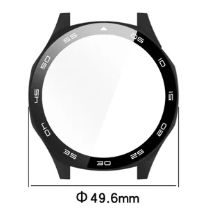 Custodia protettiva nera per smartwatch con scala della lunetta e misura di 49.6mm.