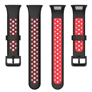 Correa de repuesto de silicona suave para reloj inteligente, diseño deportivo bicolor.