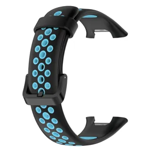 Correa de repuesto de silicona para Xiaomi Band 7 Pro, diseño bicolor negro y azul transpirable.