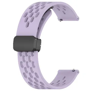 Lichtpaarse ademende siliconen horlogeband met handige magnetische opvouwbare gesp accessoire.