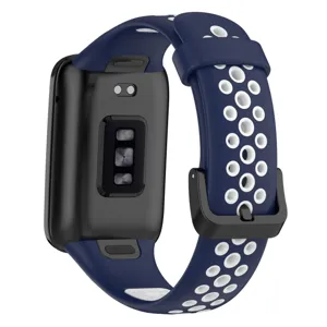 Correa de repuesto deportiva de silicona perforada para reloj inteligente bicolor transpirable.