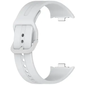 Replacement white silicone watch strap with metal buckle, durable sports smartwatch band accessory.
