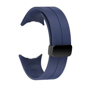 Replacement silicone watch strap with magnetic folding clasp for smart watch accessories.