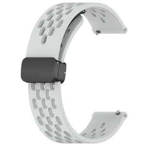 Siliconen vervangend horlogebandje met ademende gaten en magnetische vouwsluiting voor smartwatch