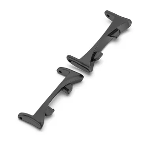 Black metal watch band connector adapters for smartwatches, durable replacement watch parts.