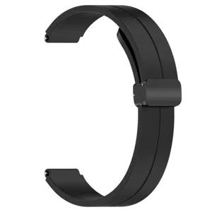 Dettaglio cinturino orologio in silicone con chiusura magnetica, cinturino nero per smart band.