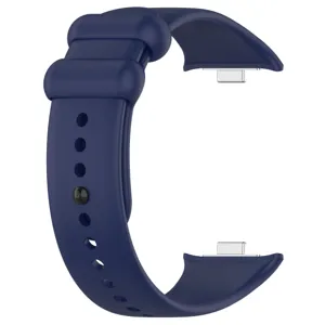 Σκουρό μπλε λουράκι σιλικόνης smart watch λεπτομέρεια με μεταλλικούς συνδέσμους και αγκράφα.