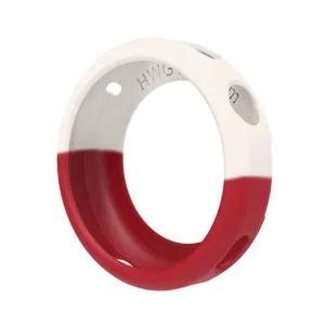 Silikon Schutzhuelle fuer Smartwatch oder Ring, weiss und rot zweifarbiges Design Detail.