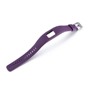 Correa de repuesto de silicona violeta con textura y hebilla metalica para pulsera