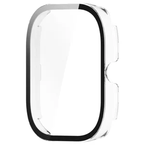 Transparent PC tempered glass smartwatch protective case, crystal clear scratch-resistant cover.