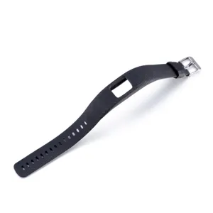 Correa de repuesto de silicona negra, diseño texturizado con detalle, pulsera de actividad duradera.
