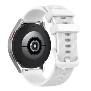 Replacement white silicone watch strap with carbon fiber texture and matching buckle for smartwatches