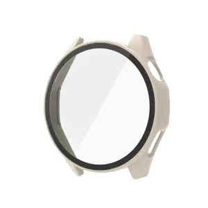 Detailed view of the integrated smartwatch protective case and tempered glass screen protector.