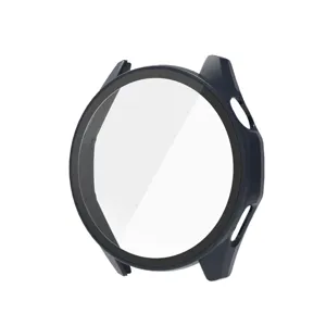 Detailed view of the dark smartwatch protective case and screen protector accessory.