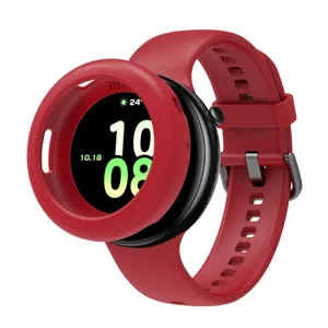 Rote Silikon Schutzhülle und Armband Detail für Smartwatch, langlebiges flexibles Zubehör.