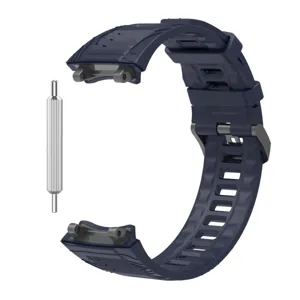 Donkerblauwe siliconen smartwatch vervangingsband met metalen pin, ademende sportband.