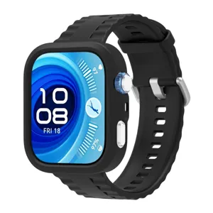 Custodia protettiva e cinturino in silicone nero per smartwatch, design antiurto.
