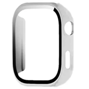 Zilveren smartwatch beschermhoes met geïntegreerde screenprotector, krasbestendig en sterk design.