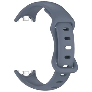 Replacement silicone strap for smart watch band with metal connectors and secure buckle design.