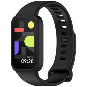 Ersatz Silikon Armband fuer Smart Fitness Tracker mit atmungsaktiven Loechern in Schwarz.