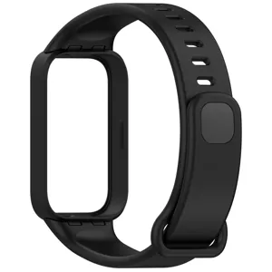 Schwarze Silikon Ersatzarmband und Rahmen Detailansicht für moderne Fitness Smart Band Zubehör.