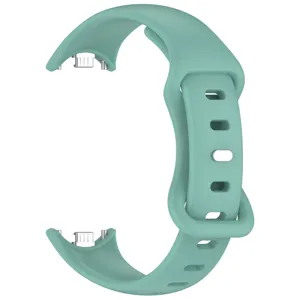 Replacement silicone watch strap with metal connectors for Xiaomi Band 8 9 smartwatch green