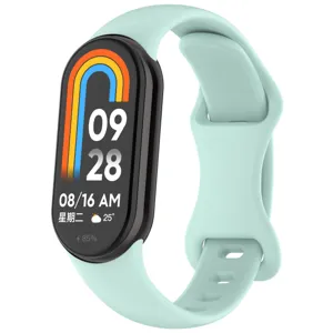 Silicone replacement strap for Xiaomi Smart Band 8 9, soft wristband with metal connector.