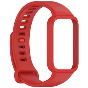 Rote Silikon Ersatz Smartwatch Armband und Schutzhülle für Fitness Tracker Armband.