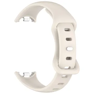 Silicone replacement strap detail view, compatible with smart fitness bands, beige color.
