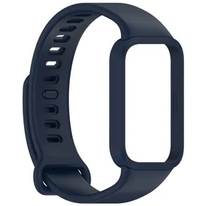Ersatzarmband und Schutzhülle Detailansicht für Smartwatch, dunkelblaues weiches Silikon.