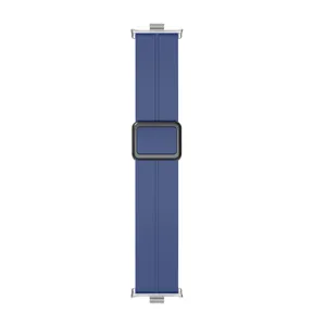 Blue silicone watch strap with magnetic folding buckle replacement for smart watch.