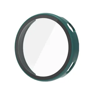 Overzicht van de donkergroene PC smartwatch beschermhoes met geïntegreerd gehard glas.