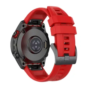 Replacement silicone watch strap compatible with sports smartwatches, quick release design.
