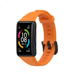 Correa de repuesto de silicona naranja y pulsera de actividad inteligente para deporte.