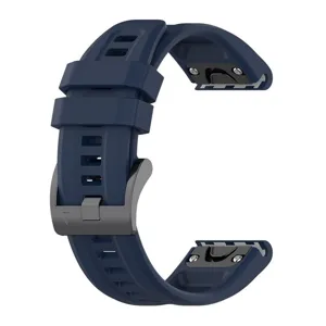 Silicone replacement watch strap, breathable design with metal buckle, durable sports band.