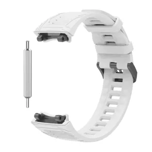 Witte siliconen vervangende horlogeband compatibel met Amazfit Rex3 sport smartwatch.